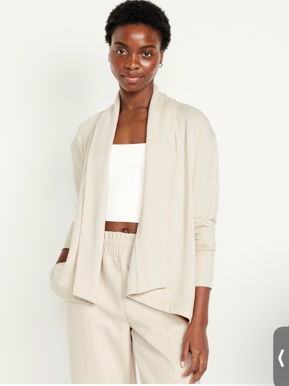 Old Navy Women's Cream Open-Front Draped Cardigan - Picture 2 of 7